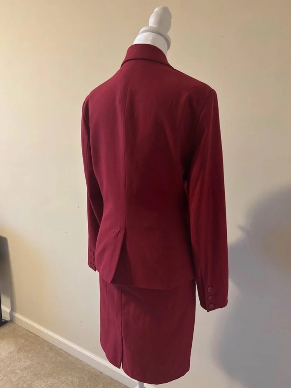 Chadwicks Deep Red Two-Button Suit Jacket and Trousers/skirt 3 pc suit